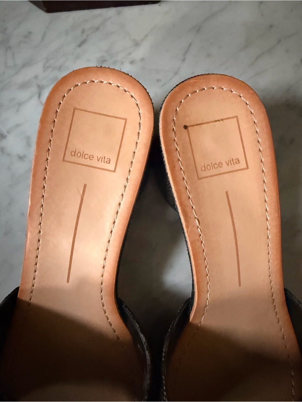Dolce Vita Black Slide Mules with Gold Buckle - Picture 2 of 5